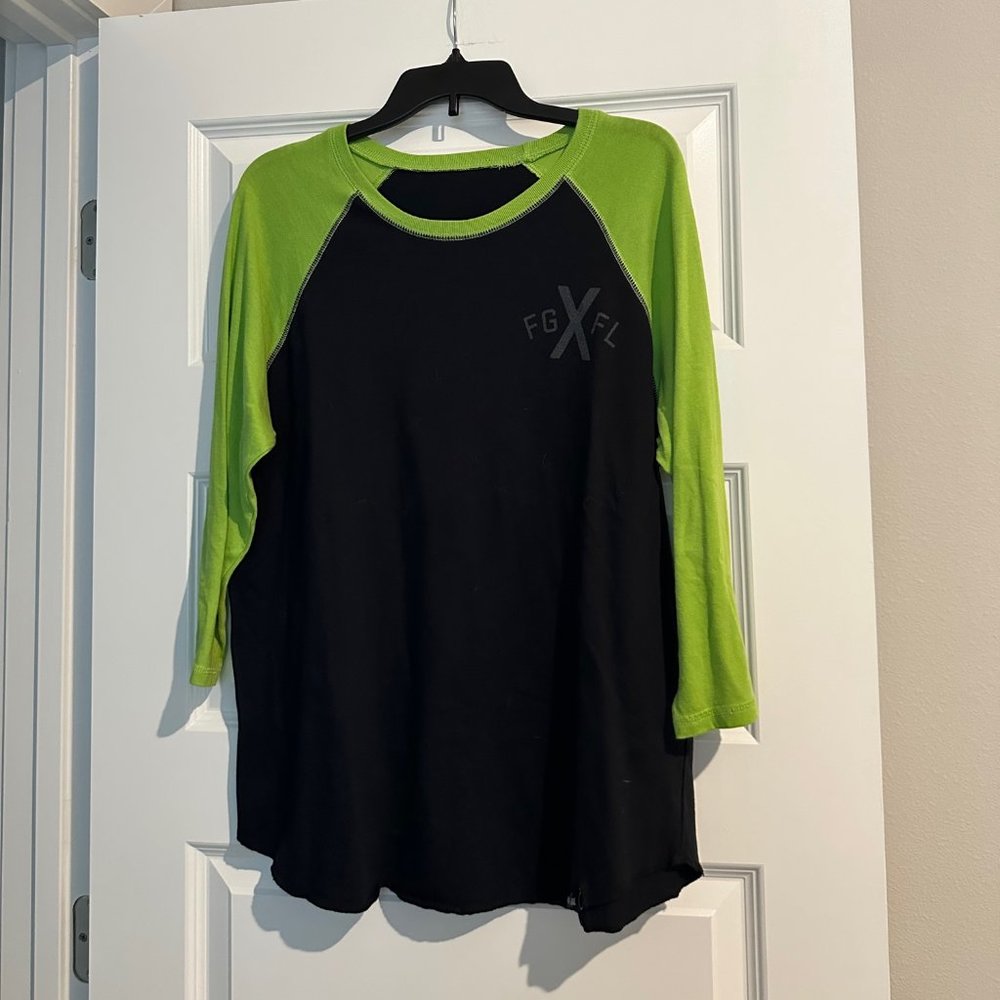Flag Nor Fail Men's Black & Lime Green Raglan Tee